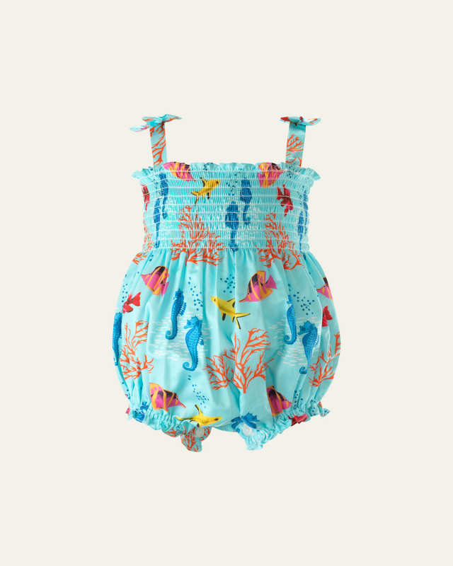 Girl's Coral Reef Bubble Romper, Size 3M-